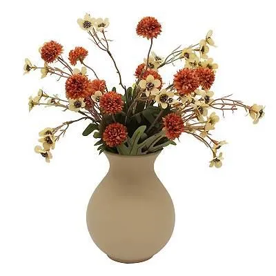 Pompon Mum Arrangement In Ceramic Vase