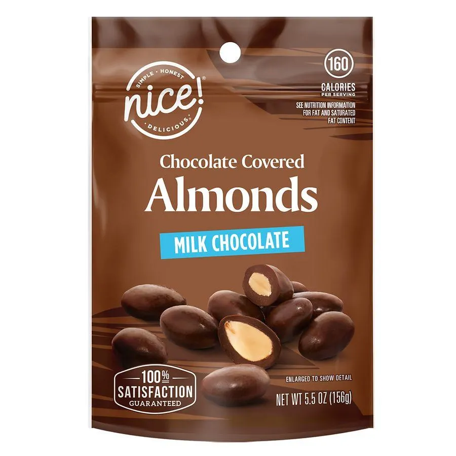 Nice! Chocolate Covered Almonds Milk Chocolate, 5.5 oz