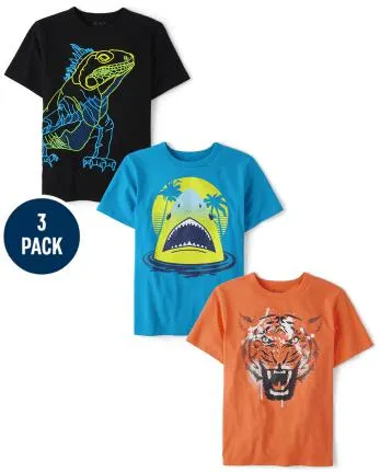 Pack de 3 camisetas con estampado de animales para niño - multi clr