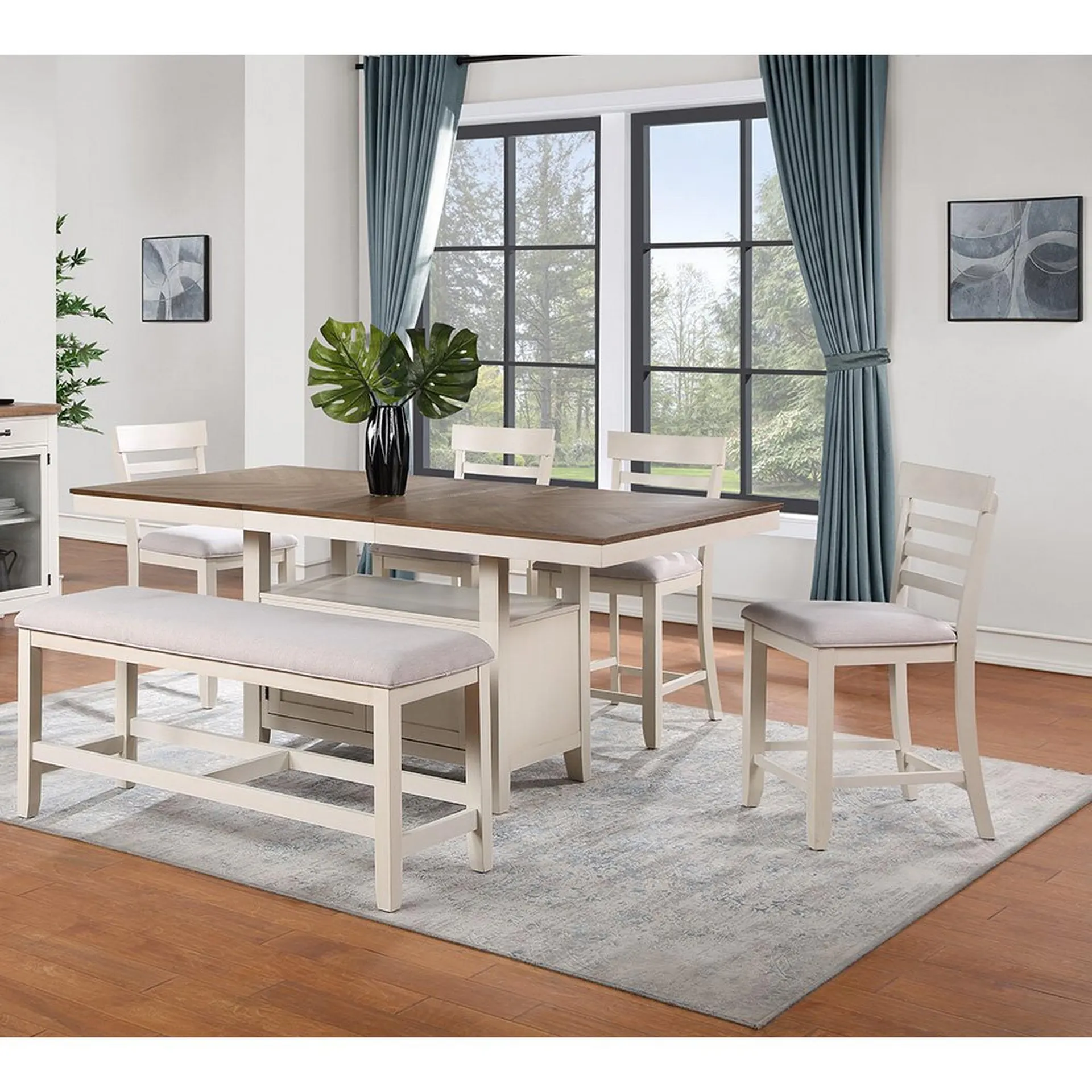 Juego de comedor alto Hyland de 6 piezas - Blanco