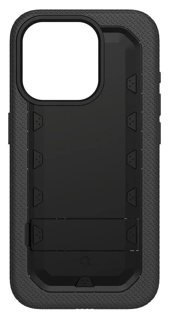 Estuche con Soporte y Funda de Doble Capa Quikcell iPhone 15 Pro Max Grand ADVOCATE - Negro Armadura