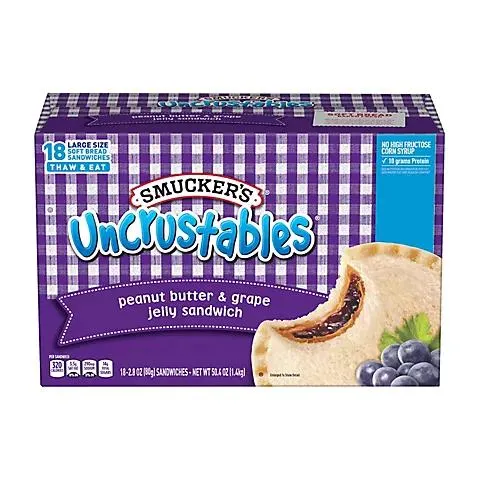 Smucker's Peanut Butter and Grape Uncrustables, 18 pk./2.8 oz.