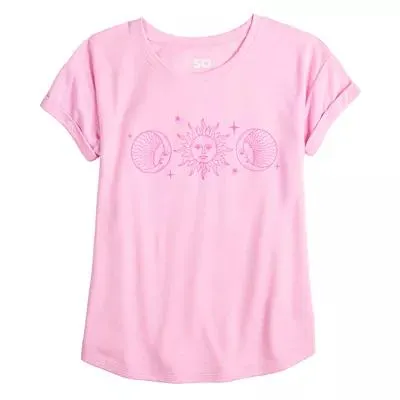 Girls 6-20 SO® Roll Cuff Graphic Tee in Regular & Plus Size
