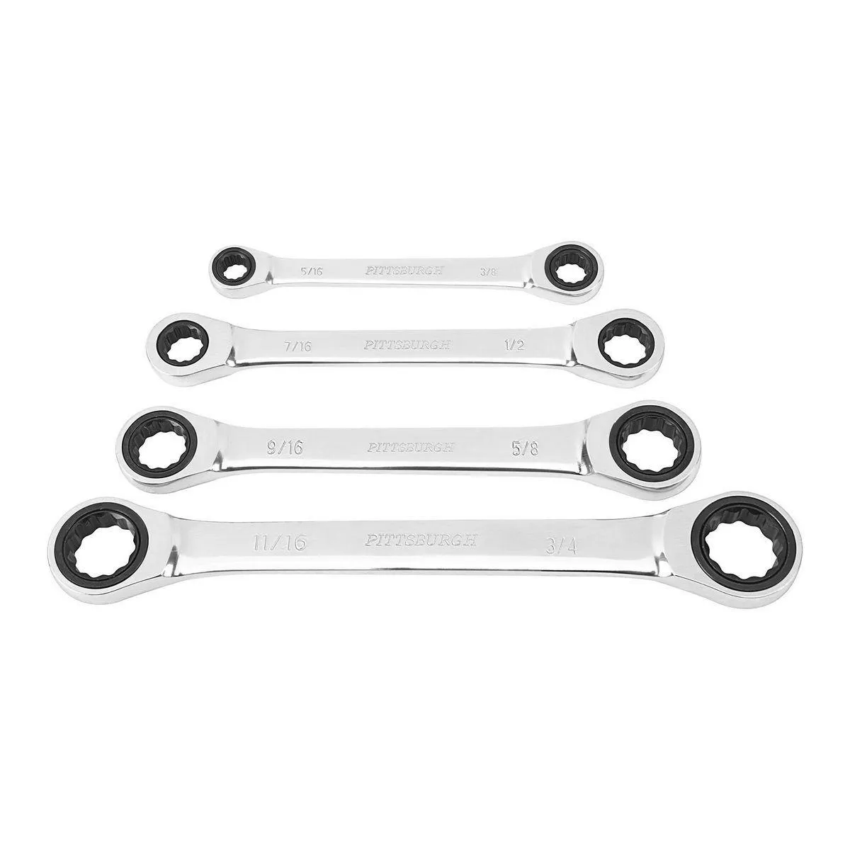 SAE Ratcheting Double Box End Wrench Set, 4 Piece