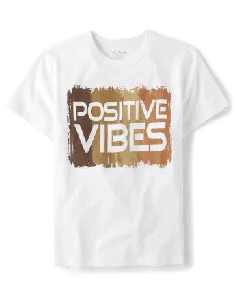 Boys Positive Vibes Graphic Tee - white