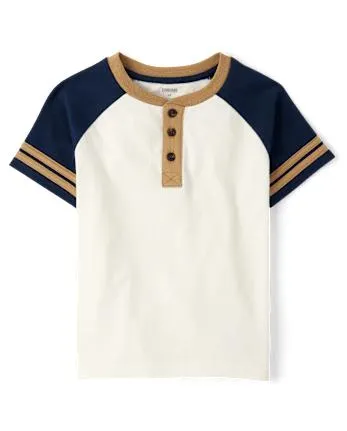 Boys Colorblock Henley Top - Classroom Cutie - bunnys tail