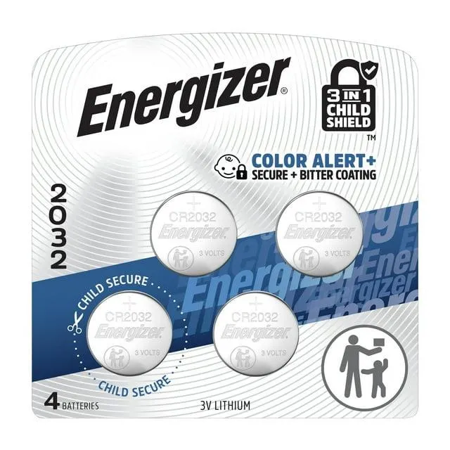 Energizer 2032 Coin Batteries (4 Pack), CR2032 3V Lithium Batteries, Compatible with AirTag and Tile Pro Devices, Key Fobs, Watches and more