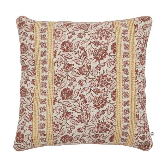Better Homes & Gardens 20" x 20" Burgundy Red Block Print Floral Reversible Cotton Decorative Pillow