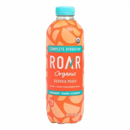 Roar Beverages Georgia Peach Organic 18 FO (Pack Of 12)