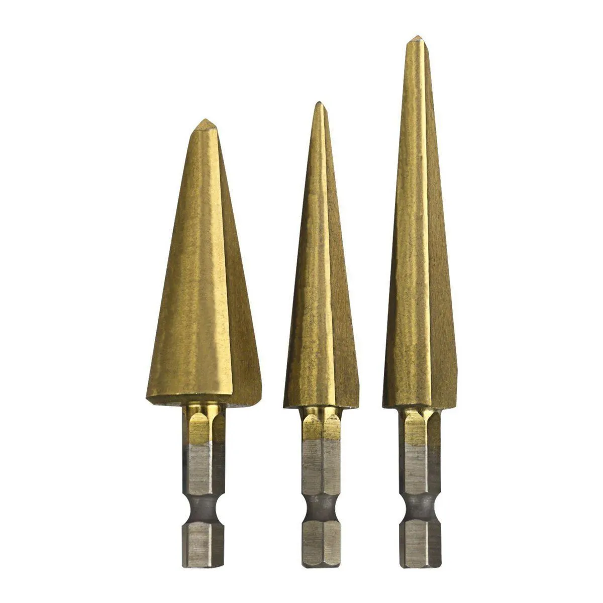 Titanium High Speed Steel Stepless Drill Bit Set, 3 Piece