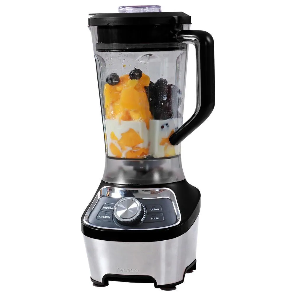 Kenmore KKSBB 64 oz Stand Blender, 1200W, Smoothie, Ice Crush, Self-Clean Modes, Variable Speed, Black