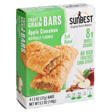 Sun Best Apple Cinnamon Fruit and Grain Bars, 4-ct. Pack