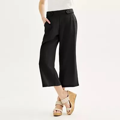 Women's Croft & Barrow® Pull-On Wide Leg Crop Pants