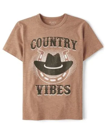Boys Country Vibes Graphic Tee - s/d gingerbread