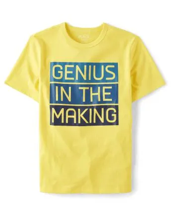 Boys Genius Graphic Tee - aspen gold