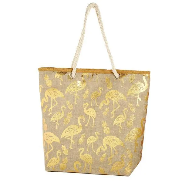 Renshun Metallic Flamingo Tote