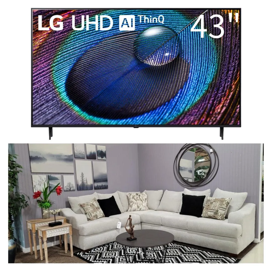 Bundle:Athena 2PCS Sectional + LG 43" Class UR9000 LED 4K UHD Smart WebOS 23 TV with ThinQ AI