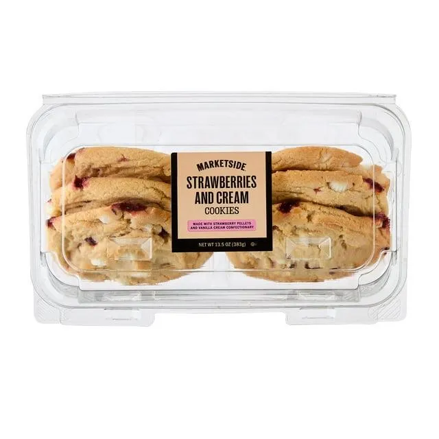 Marketside Strawberries & Cream Cookies, 13.5 oz, 6 Count, Baked