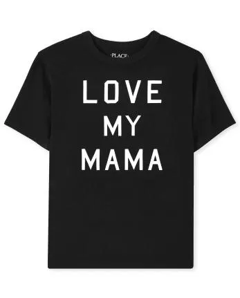 Camiseta estampada unisex para niños Family Love My Mama a juego - black