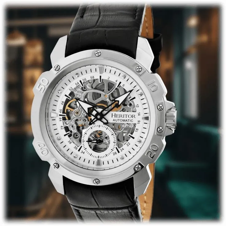 Heritor Conrad Reloj Esqueleto Automático con Correa de Cuero