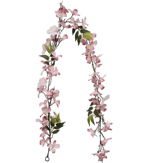72" Spring Pink Dogwood Garland by Bloom Room