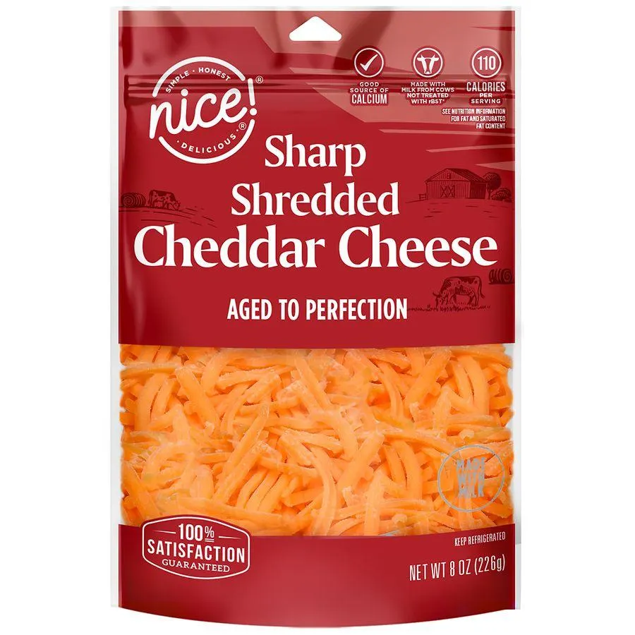 Nice! Shredded Cheese Sharp Cheddar, 8.0 oz