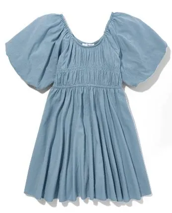 Tween Girls Puff Dress - blue aura