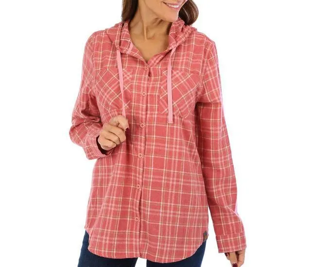 Womens Long Sleeve Flannel Hoodie