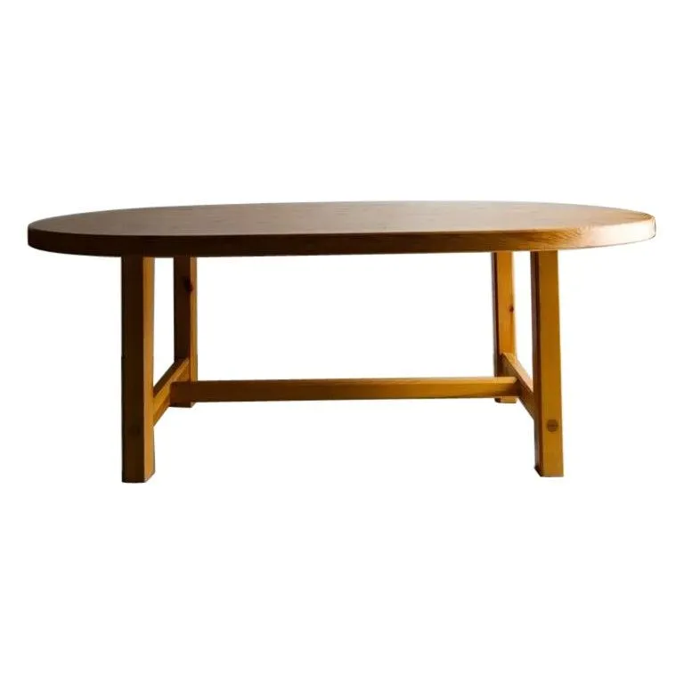 Mesa de comedor ovalada de pino Roland Wilhelmsson, años 70