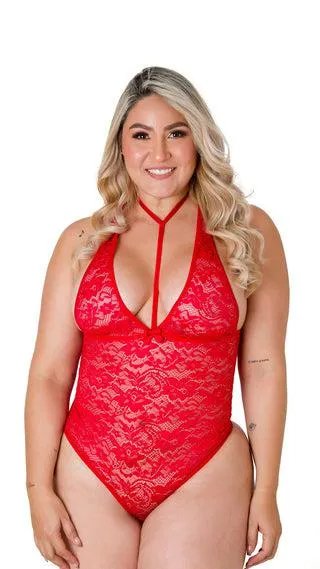 Body de lenceria rojo con arnes 5BD0017