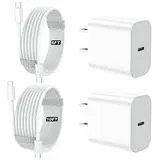 IPhone 16 15 Charger, 2 Pack PD 20W Adapter Wall Fast Charger with 6&10ft White USB C Cable Compatible with iPhone 16/15/iPad