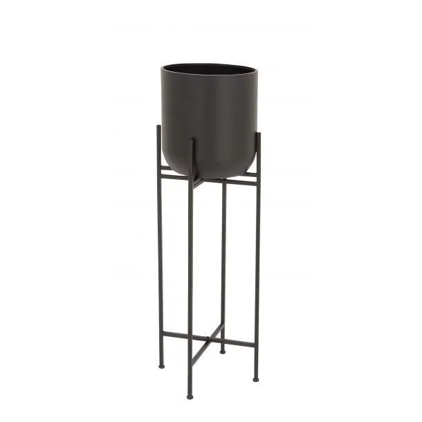 Marisol + Daisy Modern 42" Indoor Outdoor Metal Planter with Removable Stand - Black