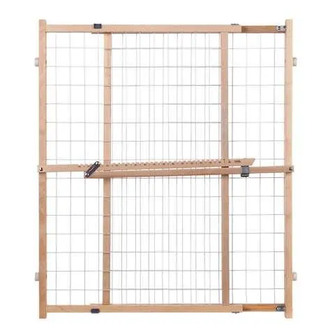North States Gray 32 in. H X 29-1/2-50 in. W Wood Wire Mesh Gate