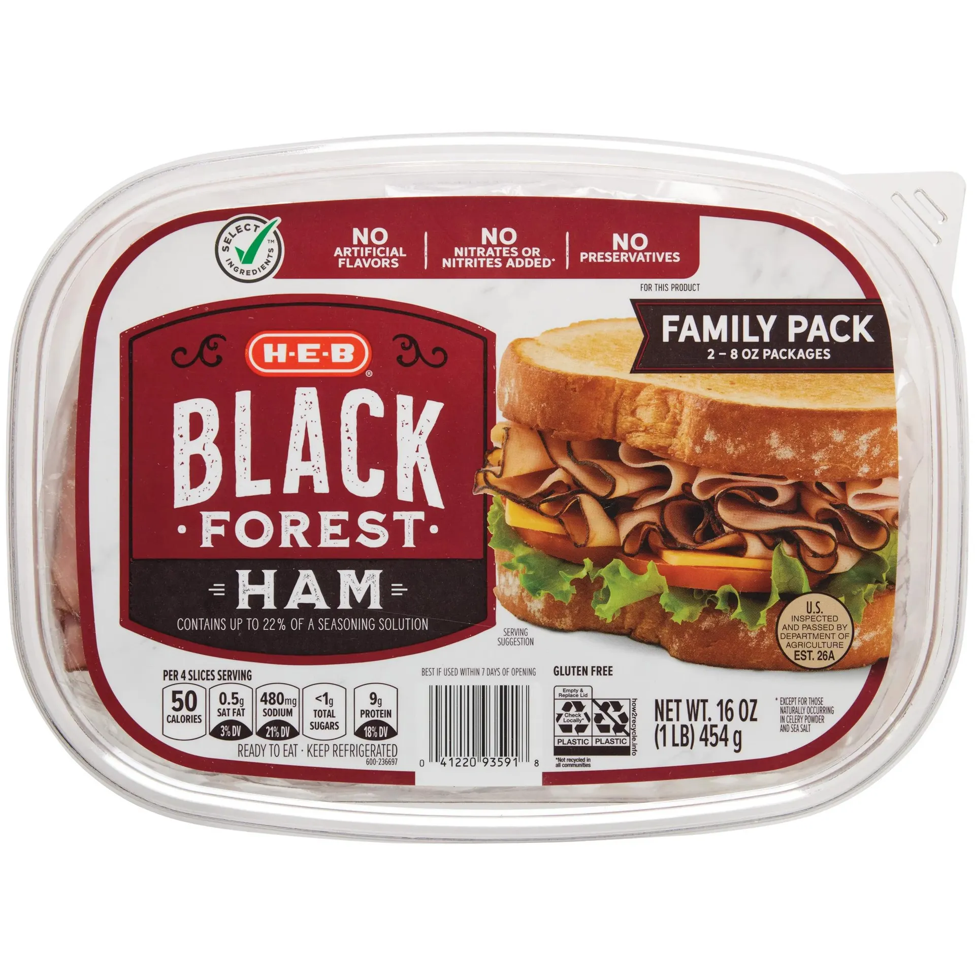 H‑E‑B Black Forest Ham Lunch Meat - Family Pack