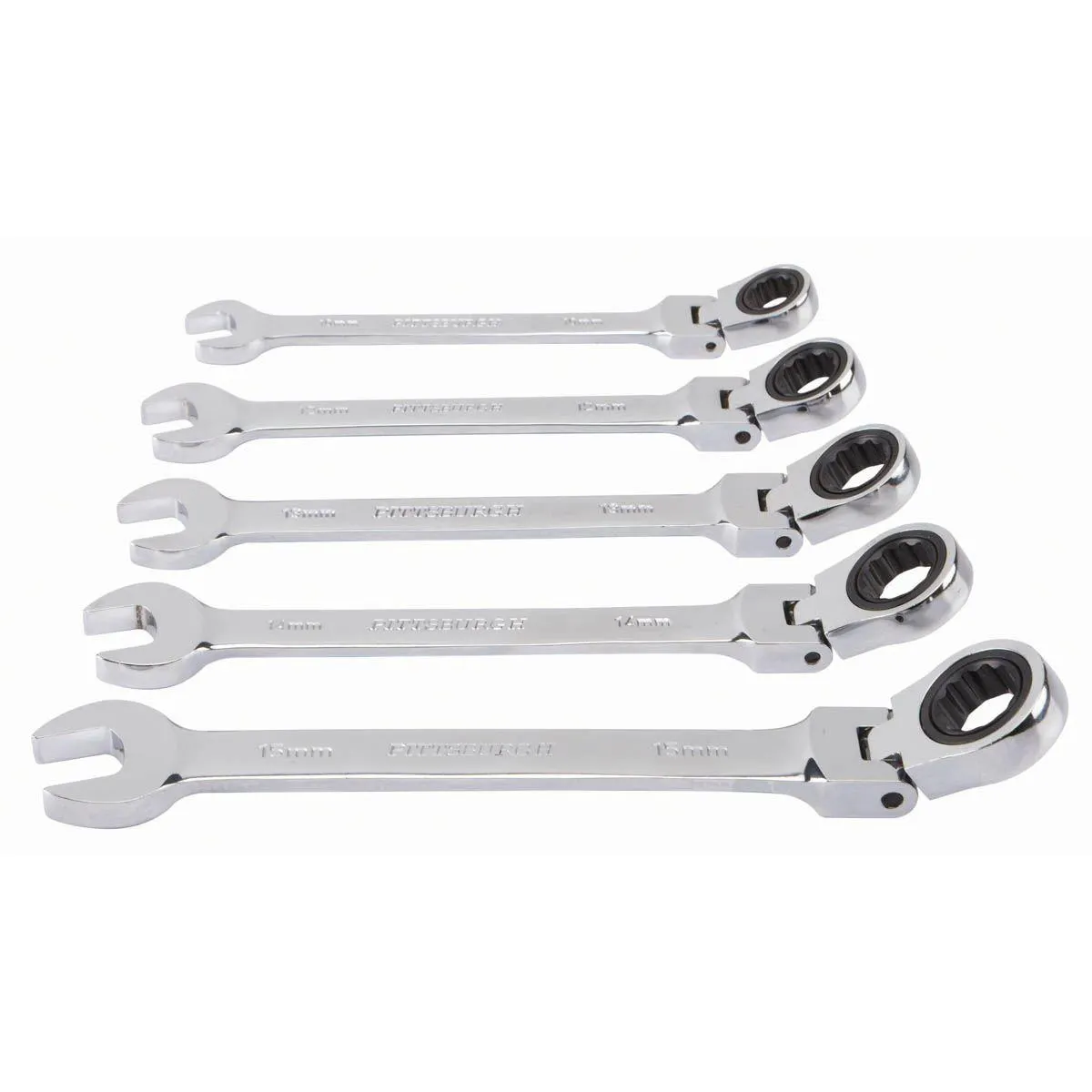 Flex-Head Metric Ratcheting Combination Wrench Set, 5 Piece