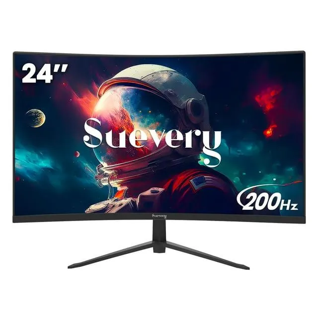 Suevery 24 Inch 200Hz Curved Gaming Monitor, FHD 1080P Frameless Computer Monitor,99% sRGB,1 ms(GTG) with AMD FreeSync, DP&HDMI Port, Black