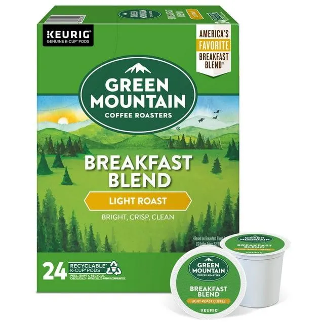 Green Mountain Coffee Roasters, Breakfast Blend Light Roast K-Cup Coffee Pods, 24 Count