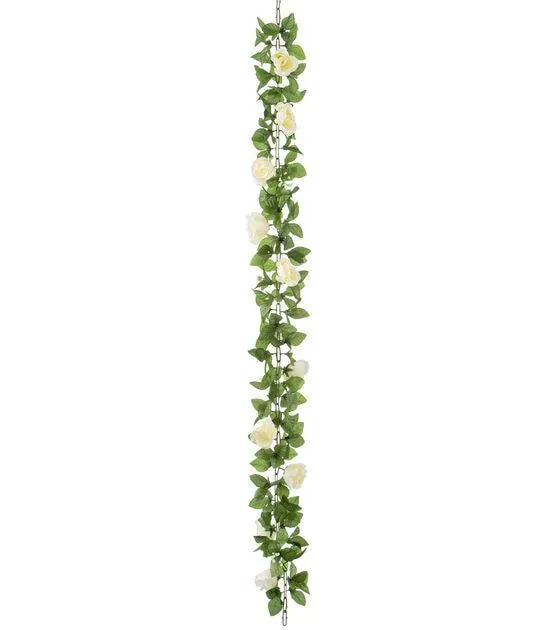 65" Cream Rose Chain Garland by Bloom Room