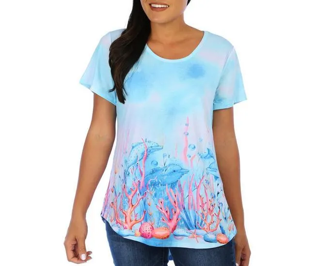 Womens Dolphin Play Short Sleeve Top