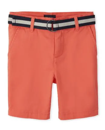 Shorts chinos con cinturón para niños - blood orange