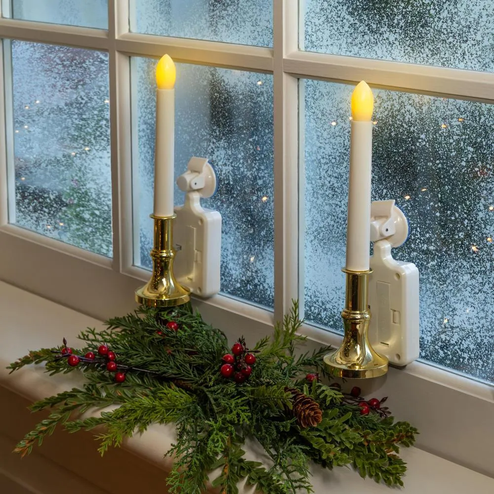 Touch Of ECO Solar LED Flameless Window Candles 2 Pack Suction Cup 9x3 Inch