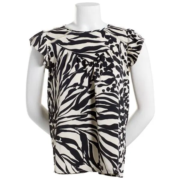 Womens Nanette Lepore Flutter Sleeve Abstract Pullover Blouse