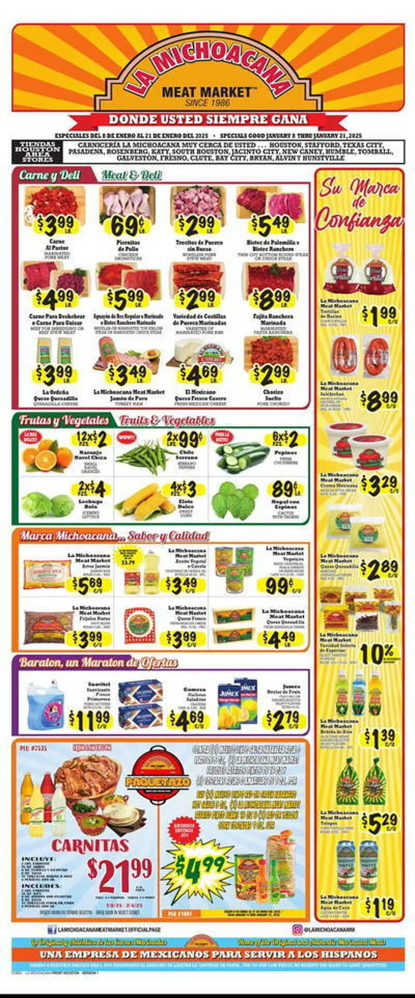 Catálogo de La Michoacana Weekly Ad 8 de enero al 21 de enero 2025 - Página 1
