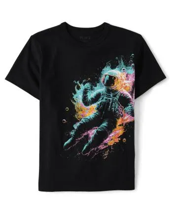 Boys Astronaut Graphic Tee - black