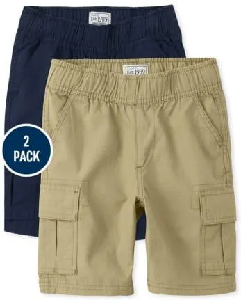 Paquete de 2 pantalones cortos tipo cargo de uniforme para niños - multi clr