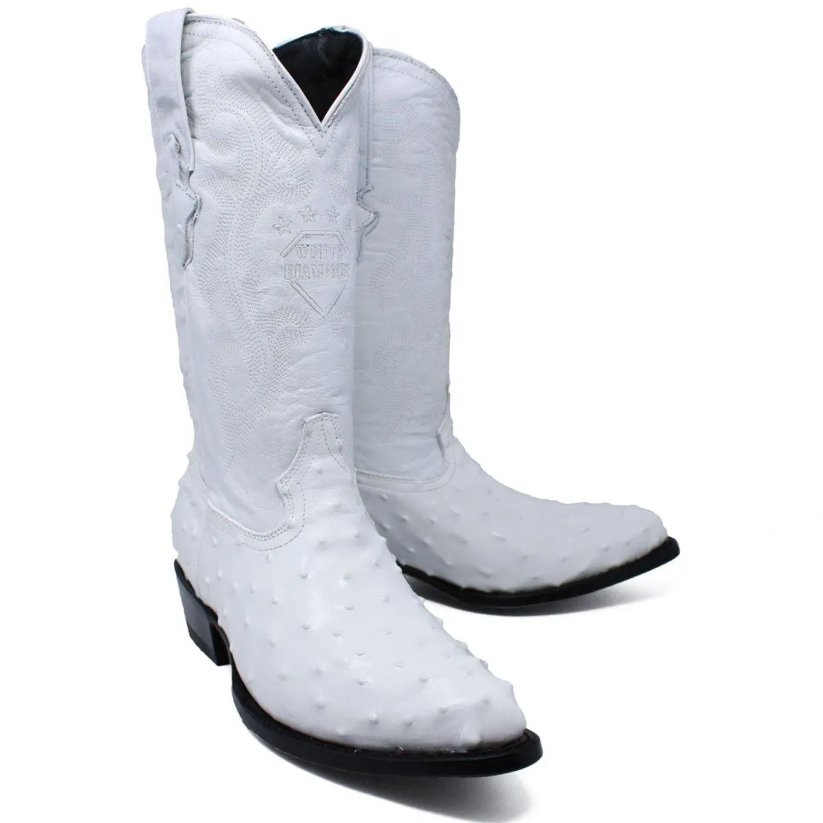 Botas de Avestruz Grabado Horma Puntal Color Blanco WD-227