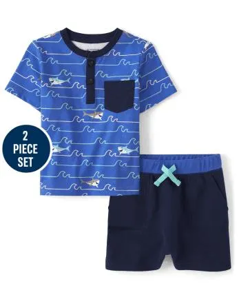 Baby And Toddler Boys Shark 2-Piece Outfit Set - multi clr