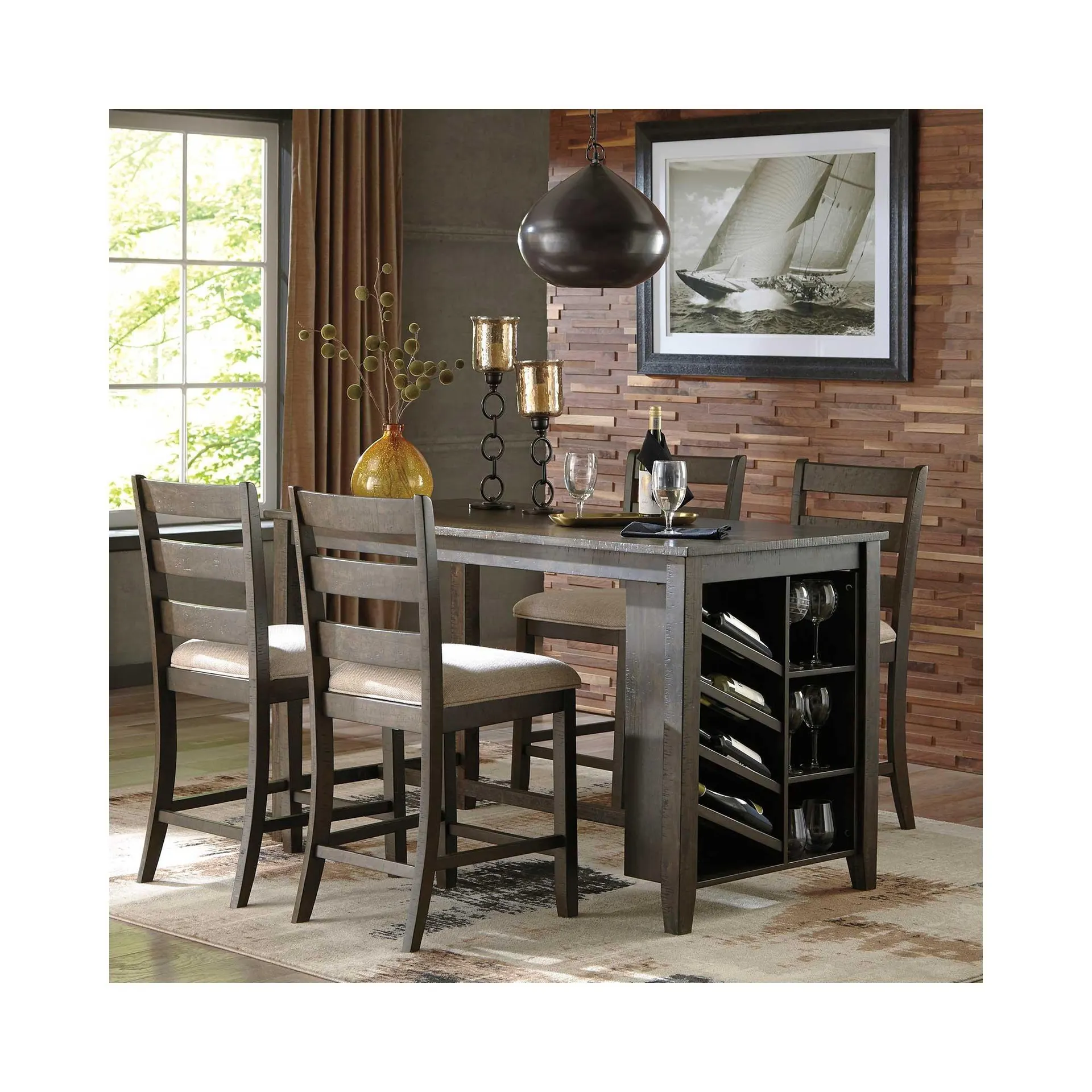 Juego de mesa de bar rectangular Rokane de 5 piezas