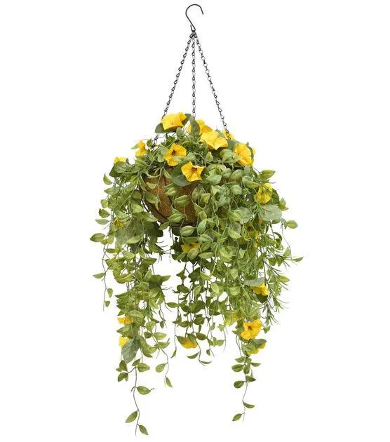 30" Summer Yellow Eucalyptus Hanging Basket by Bloom Room