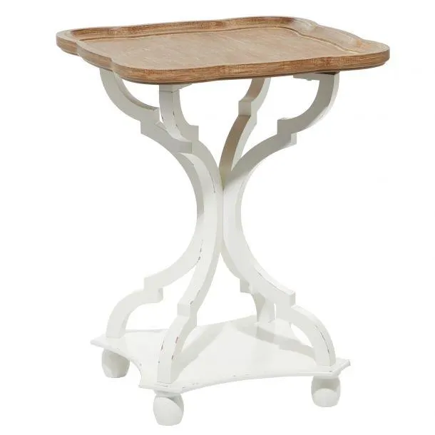Farmhouse 25" Rectangle Accent Table with Wood Top by Marisol + Daisy - White/Brown